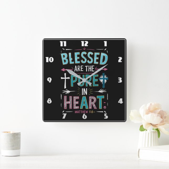 Enlightening Words Amidst a Cross Square Wall Clock (Home)