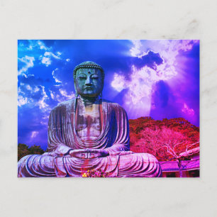 Enlightenment Meditating Buddha Statue colour Postcard