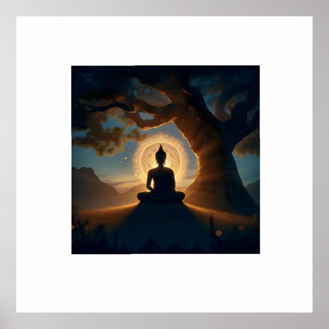 Enlightenment Under Bodhi Tree - Buddha Meditation Poster (Front)