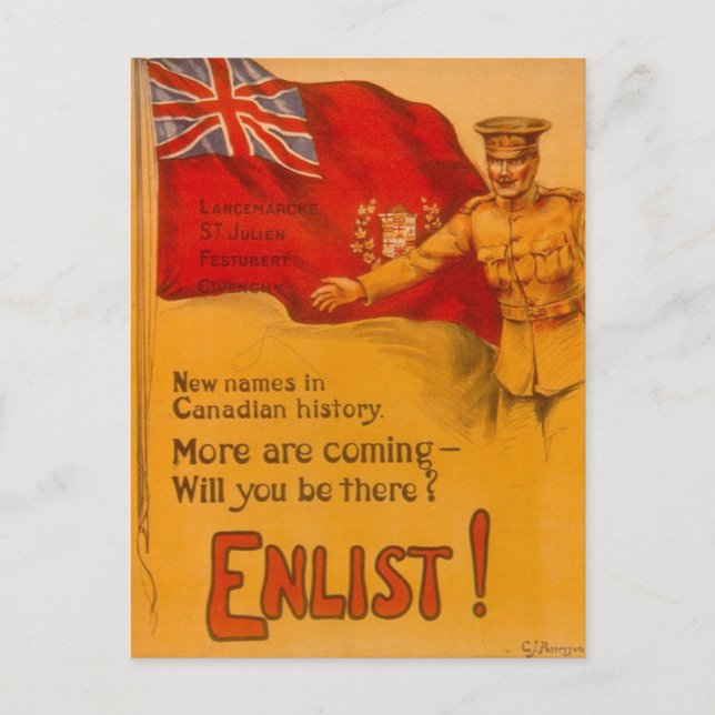 Enlist for Canada! Postcard (Front)