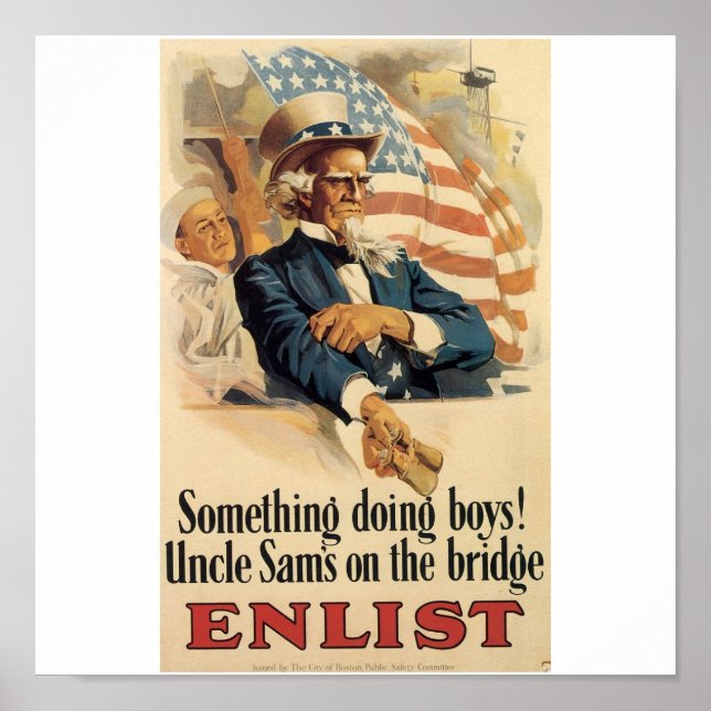 "Enlist" Old Uncle Sam U.S. Military Poster (Front)