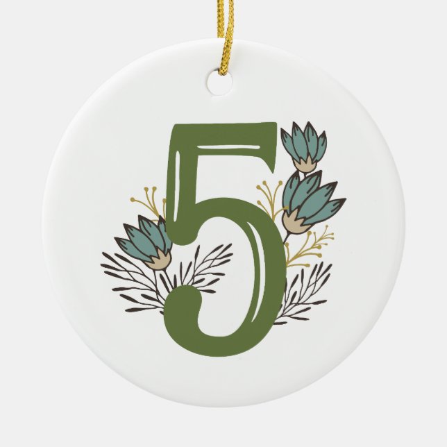 Enneagram Type 5 Floral Christmas Ornament (Front)