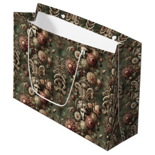 Ennui Elegance – Gothic Baroque Floral Pattern Large Gift Bag