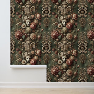 Ennui Elegance – Gothic Baroque Floral Pattern Wallpaper