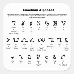 Enochian Alphabet Chart Square Sticker
