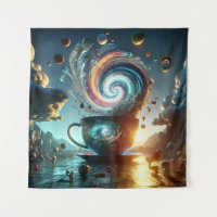 Enormous Teacup with Surreal Floating Saucers