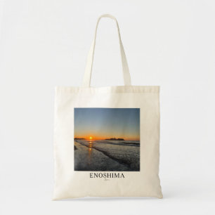 Enoshima Sunrise Watercolor Travel Poster Tote Bag