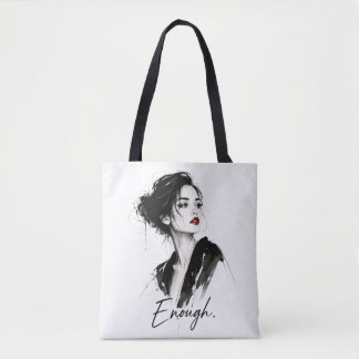 Enough. Minimalist Statement Cotton Tote Bag