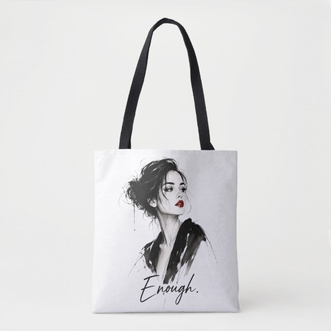 Enough. Minimalist Statement Cotton Tote Bag  (Front)