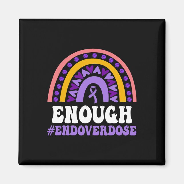 Enough Overdose Pruple Ribbon Opioid Overdose Awar Magnet (Front)