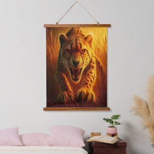 Enraged Cheetah Hanging Tapestry