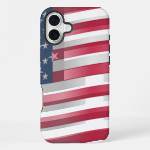 Enriched USA Flag: Wavy Layered Design Artistic Pa iPhone 16 Plus Case