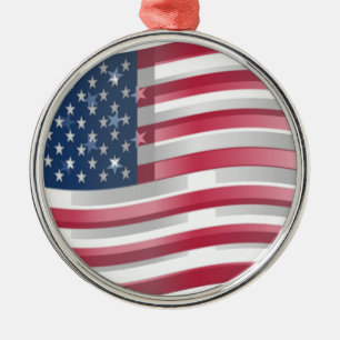 Enriched USA Flag: Wavy Layered Design Artistic Pa Metal Tree Decoration