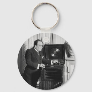 Enrico Caruso with a Victrola Brand Phonograph Key Ring
