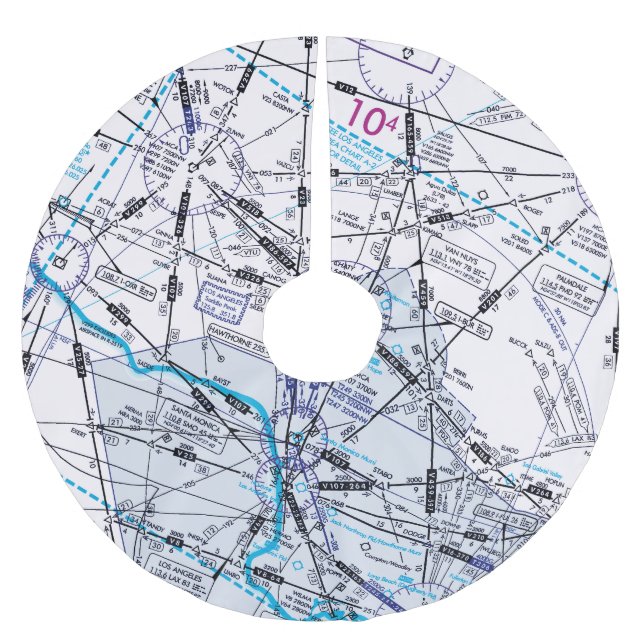 Enroute Low Altitude Aviation Chart Brushed Polyester Tree Skirt (Front)