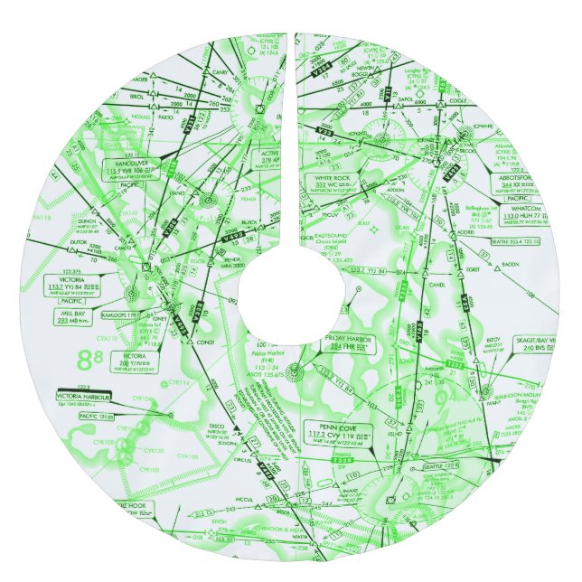Enroute Low Altitude Chart Brushed Polyester Tree Skirt (Front)