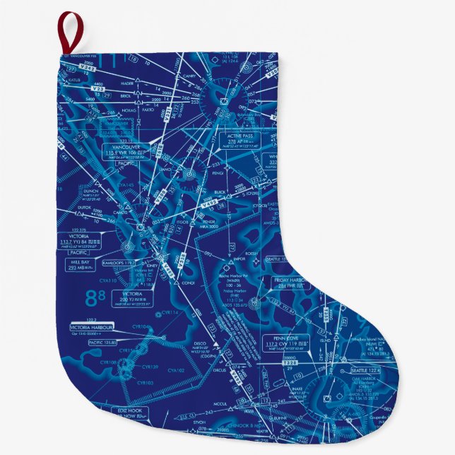 Enroute Low Altitude Chart Large Christmas Stocking (Front)