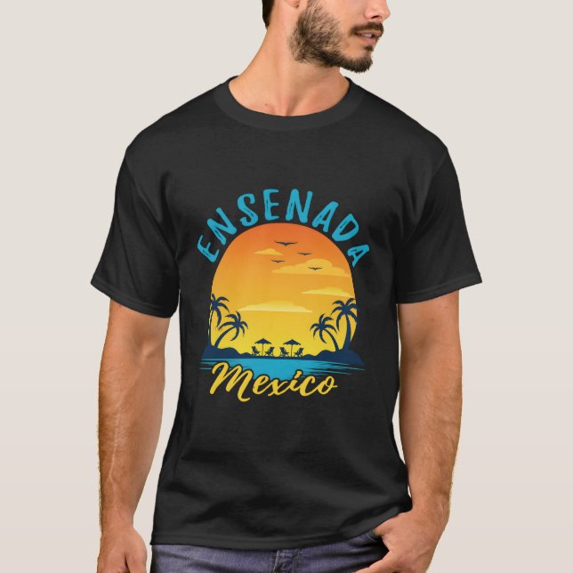 Ensenada Mexico Palm Trees Orange T-Shirt (Front)