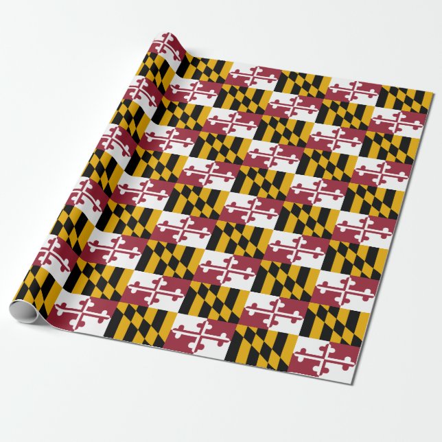 Ensign Of Maryland Tiled Pattern Wrapping Paper (Unrolled)
