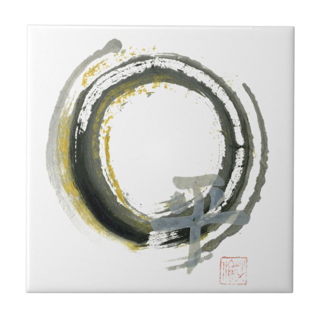 Enso with PAX, Sumi-e Tile (Front)