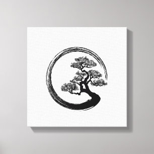 Enso Zen Circle and Bonsai Tree Canvas Print