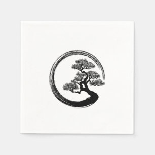 Enso Zen Circle and Bonsai Tree Napkin