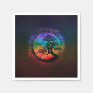 Enso Zen Circle and Bonsai Tree Nebula Napkin