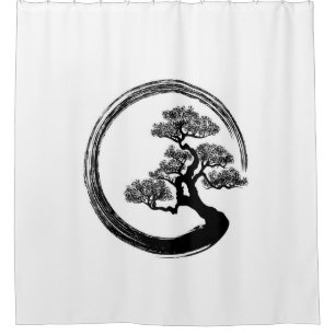Enso Zen Circle and Bonsai Tree Shower Curtain