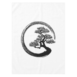 Enso Zen Circle and Bonsai Tree Tablecloth