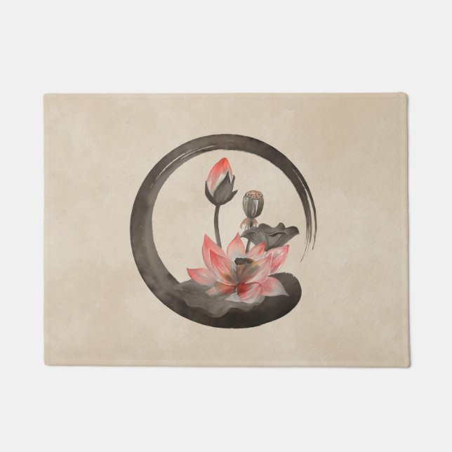 Enso Zen Circle and Lotus Doormat (Front)