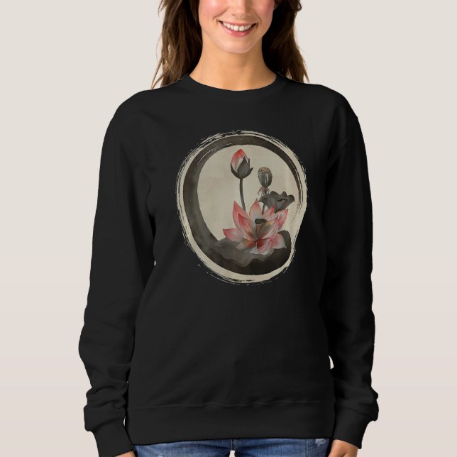 Enso Zen Circle And Lotus Sweatshirt (Front)
