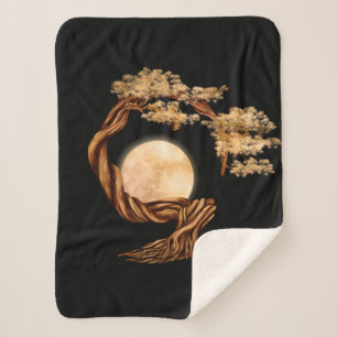 Enso Zen Circle Bonsai Tree Sherpa Blanket