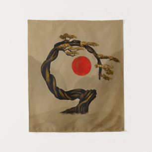 Enso Zen Circle Bonsai Tree Tapestry