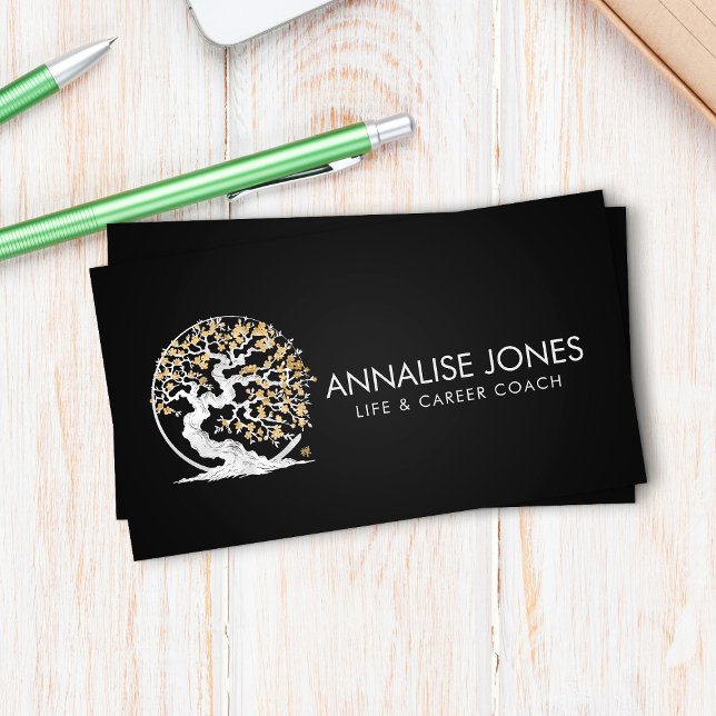 Enso Zen Circle Sakura Tree - Golden  Blossom Business Card (Creator Uploaded)