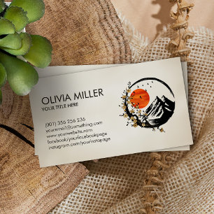 Enso Zen Circle Sakura Tree  Golden Cherry Blossom Business Card