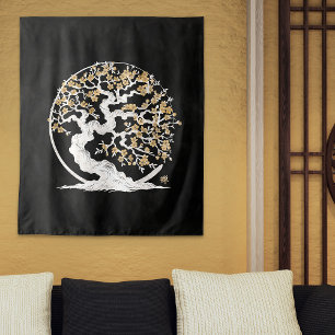 Enso Zen Circle Sakura tree Tapestry