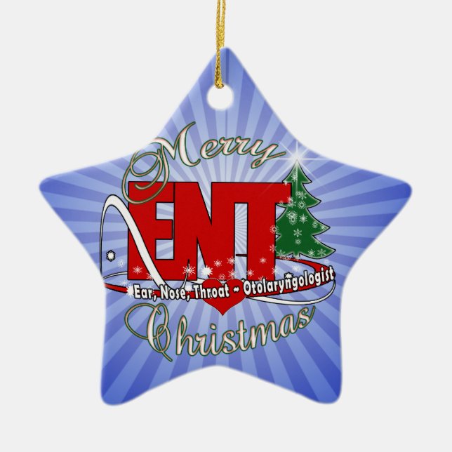 ENT CHRISTMAS  Otolaryngologist EAR NOSE THROAT Ceramic Tree Decoration (Front)