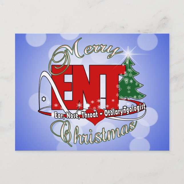 ENT CHRISTMAS  Otolaryngologist EAR NOSE THROAT Holiday Postcard (Front)