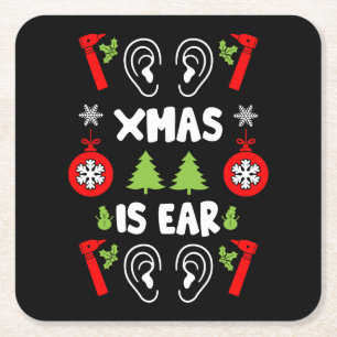 ENT Doctor Christmas  Square Paper Coaster