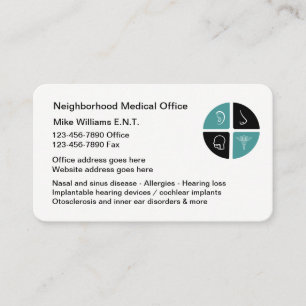 ENT Otolaryngologists Staff Business Cards