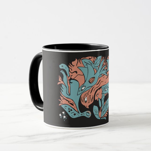 Entangled Aesthetic Birds TWArt 12-black Mug (Front Left)