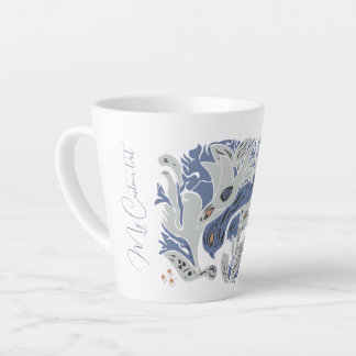 Entangled Birds Customisable text blue/grey TWArt Latte Mug