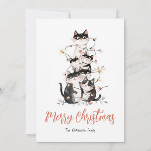 Entangled Cats Christmas Holiday Card
