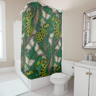 entangled forest green shower curtain