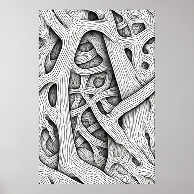 Entangled Organic Mesh: A Fibrous Abstraction Poster (Front)