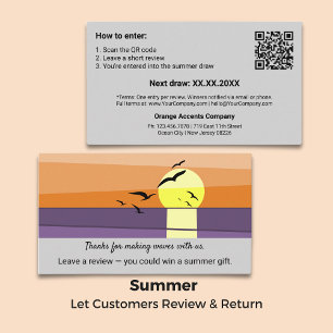 Enter a Review Draw - Summer Thank You Business Card