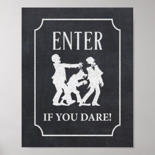 Enter If You Dare Halloween Party Chalkboard Sign