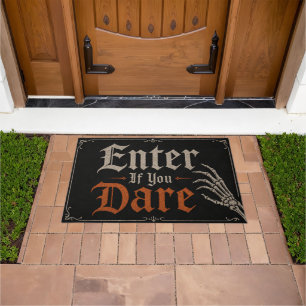 Enter If You Dare Skeleton Hand Halloween Doormat