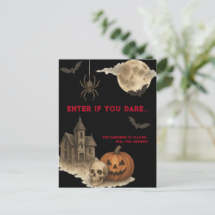 Enter If You Dare - Spooky Haunted House Halloween Postcard