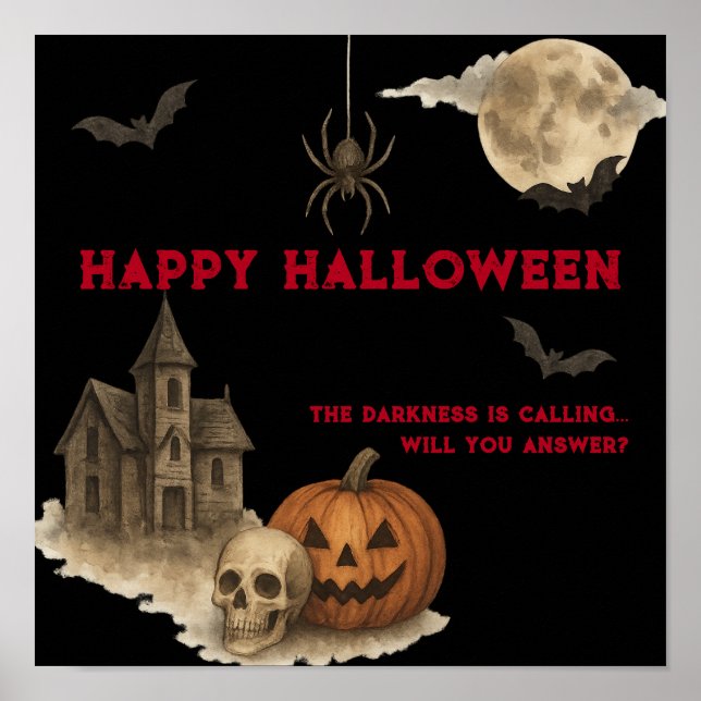 Enter If You Dare - Spooky Haunted House Halloween Poster (Front)